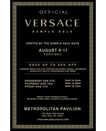 versace sample sale 2024 dates|sample sale nyc 2023.